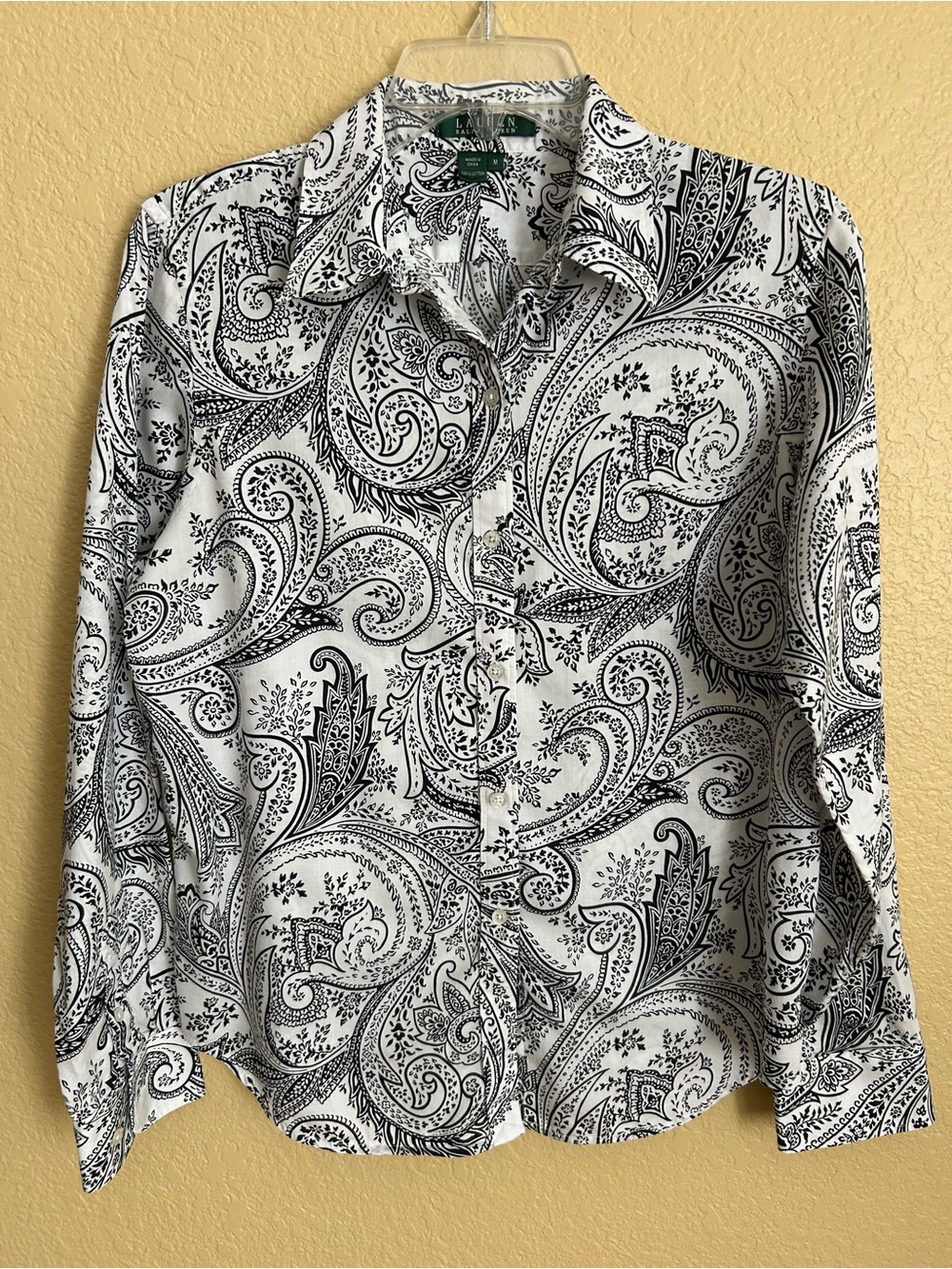 Lauren Ralph Lauren Black And White Long Sleeve Button Down Shirt